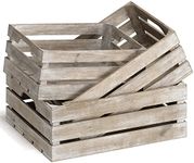 Barnyard Designs Set of 3 Wooden Crates - Large Rustic Wood Nesting Crates for Decoration, Display or Storage Boxes (Whitewash)