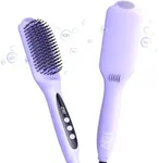 LANDOT Hair Straightener Brush Heated Straightening Brush: Negative Ion Hot Hair Brush Straightener for Smooth Frizz-Free Hair - Dual Voltage Ceramic Straightening Brush