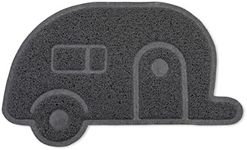 Camco Life is Better at The Campsite Scrub Rug | Ideal for Dirt Removal | Features a Gray, Retro Class-C RV Shaped Design