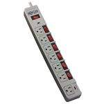 Tripp Lite 7 Outlet (6 Individually Controlled) Surge Protector Power Strip, 6ft Cord, & $25K INSURANCE (TLP76MSG)