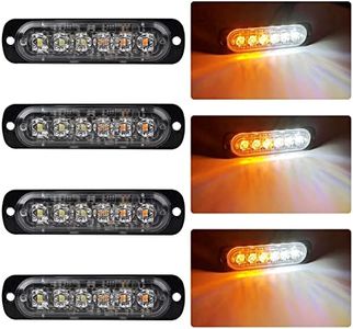 4 x 6 LED Emergency Warning Lights Amber&White Hazard Flashing Strobe Light Recovery Breakdown Beacon Light Bar Universal for 12-24V Car Truck Trailer Caravan