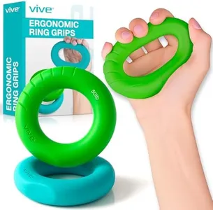 Vive Hand Strengthener Grip Ring - Forearm Ring Hand Exercisers - Silicone Squeezer Gripper for Muscle Strengthening Training Tool - Arthritis Finger Physical Therapy PT Kit Trainer (Textured 2 Pack)