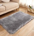 HARESLE Soft Floor Rugs Faux Fur Fluffy Small Rug Floor Carpet for Bedroom Decor, Grey/1.3x2 ft（40x60cm）