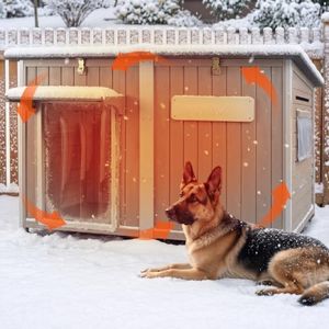 Ketive 55" Insulated Dog House Outdoor for Large Dogs, Backyard Shelter