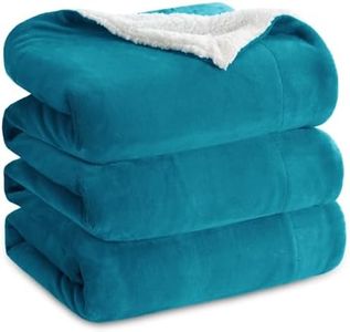 Bedsure Sherpa Fleece Throw Blanket King Size - Thick and Warm, Fluffy Microfiber Solid & Soft Blankets for Bed and Couch, Turquoise, 230x270cm