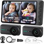 WEMOH Magnetic Dual Baby Car Camera for Two Kids, 1080P IPS Display with Magnetic Mount, 3 Modes(Zoom/Mirror/Split), Automatic Night Vision, USB-Powered Car Camera for Baby Rear Facing (2 Cams)