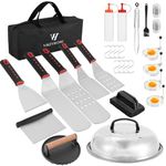 VIKEYHOME Griddle Accessories Kit, 28 Pcs Griddle Grill Tools Set, Professional Grill BBQ Spatula Set with Basting Cover, Spatula, Scraper, Bottle, Tongs, Egg Ring