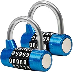 Belle Vous Lucchetto Combinazione 5 Cifre Blu (2pz) Lucchetto Antiscasso Acciaio da 6,5 x 2,5cm - Lucchetto Sicurezza Resistente all’Acqua per Lucchetto Moto, Lucchetto Serranda e Lucchetto Armadietto