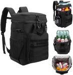 onedayHI 42L Tactical Cooler Backpack, 45/55 Cans Backpack Cooler Insulated Leak Proof, 2 Insulated Department Portable Soft Lunch Cooler Bag, Ice Chest Backpack for Hiking Camping Beach Picnic, Black