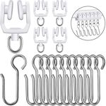 120 Pieces Curtain Track Sets, Ceiling Curtain Track Hooks, Track Rollers Metal Shower Curtain S Hooks Straight Curved Curtain Track Rollers for Ceiling Track