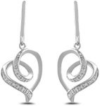 Amazon Essentials Sterling Silver Diamond Accent Heart Earrings (previously Amazon Collection)