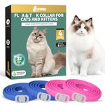 YOTANGO Adjustable Cat Collar 4 Pack - Blue&Pink Collar for Cats, Soft Comfortable Lasting Waterproof Collar with 32 Months Protection for Small/Medium/Large Cats(48cm)