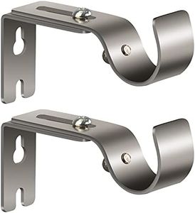 SANDEGOO Adjustable Brackets for Curtain Rod, 1” Heavy Duty Curtain Rod Holder Set of 2 for Bedroom Living Room Kitchen (2PCS, Silver)
