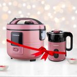 Gleevers The Better Home FUMATO Wedding Gift Set | Perfect Gifting Combo | Stylish and Functional Kitchen Appliances Gift Set (Rice Cooker + Electric Kettle (Pink))