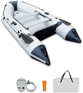 Inflatable Dinghy Boat with Drop-Stitch Floor 10ft Portable Inflatable Boat for 3-4 Adults, Motor Compatible, Heavy-Duty PVC, Ideal for Fishing, Cruising, and Rescue Use