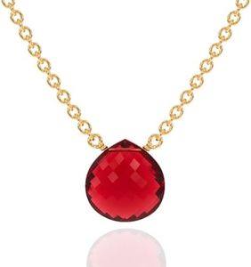 Garnet Necklace for Women, Premium Gold Heart Necklaces for Women - Tarnish Free 18K Gold Vermeil Certified S925 Classic Statement Necklace Gold Jewelry for Women - Mothers Day Gifts for Mom Wife