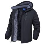 Rapoo Winter Coats for Men Winter Jackets for Men Rain Waterproof Windbreaker Jackets Coats for Men Fleece Warm Snowboard Ski Snow Casual Insulated Jacket Coats for Men Black XL