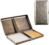 Kytpyi Cigarette Case for Roll Ups, Tobacco Tins for Men, Cigarette Tin for Roll Ups, Portable Vintage Elegant Metal Cigarette Box, Tobacco Tin for Women Can Holds 20pcs Cigarettes (Gold)