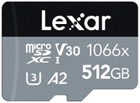 Lexar Professional 1066x 512GB Micro SD Card microSDXC UHS-I Card w/ SD Adapter SILVER Series, Up to 160MB/s Read, for Action Cameras, Drones, High-End Smartphones and Tablets (LMS1066512G-BNAAG)