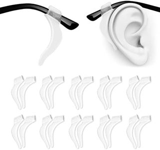 PTSLKHN Soft Silicone Eyeglass Ear Hooks, 10 Pairs of Non-Slip Eyeglasses Ear Grips for Glasses, Sunglasses, Reading Glasses, Clear