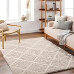 Surya Trakai - Modern Area Rugs Living Room, Soft Shaggy Rugs for Bedroom - Abstract Berber Fluffy Rug, Easy Care Plush Thick Pile - Large Rug 160x220cm Beige Rug