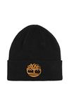 Timberland Cuffed Beanie with Embroidered Contrast Tree Hat (Black)