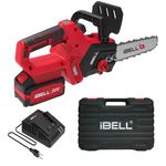 iBell BS20-12 Cordless Chainsaw Brushless|1200W|20V Max|12” Guide Bar|3/8” Chain Pitch|4.0Ah Li-Ion Battery|4500 RPM|Lightweight 1.76 Kg – Ideal for Cutting Trees and Branches