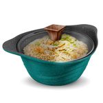 Preethi Artistic Collection Die Cast Non Stick Kadai, 24 cm,with Glass Lid, 5 Star Non Stick Effect, Cook & Serve, Ocean Green