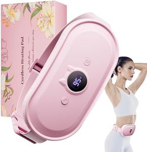 Portable Heating Pad for Period Cramps Relief Vibrating Menstrual Heating Belt for Women, Rechargeable Fast Heat with 7 Heat Levels and 7 Modes for Menstrual, Pain Relief for Back & Stomach - Pink