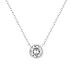 PAVOI CZ Bezel Set Necklace (White Rhodium)