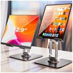 LISEN Fits iPad Stand Holder 360° Adjustable Foldable iPad Holder Tablet Holder for Desk Rotating Tablet Stand Portable Monitor Stand for 2024 iPad Accessories Tablets PS Switch 4.7"-12.9" Device