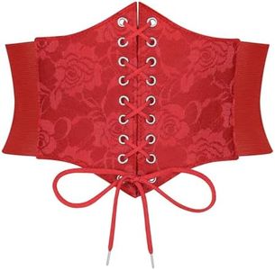 JASGOOD Women’s Elastic Costume Waist Belt Lace-up Tied Waspie Halloween Corset Belts for Women