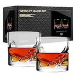 LIITON Grand Canyon Whiskey Glasses Set of 2, Freezable Old Fashioned Glass Chills Cocktails, Bourbon, Scotch with 1lb of Frozen Crystal, Gifts for Men on Fathers Day, Christmas, Birthday