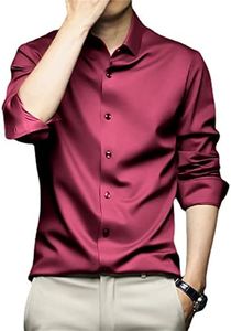MAOAEAD Camisas elásticas para hombre, resistentes a las arrugas, acogedoras, sedosas, de manga larga, clásicas, ajustadas, sin planchado, para negocios (C-15,45/5XL)