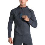 BROKIG Mens Zip Hoodies, Lightweight Sweatshirts Gym Running Jumper Jackets with Pockets (Dark Grey, Medium)