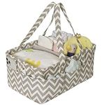 Navaris Nappy Caddy Organiser in Grey with Wavy Pattern - Baby Changing Basket with 10 Side Pockets & Removable Divider - Diaper Storage Bag - Newborn Essentials