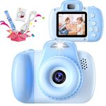 Kids Camera, HAONIIU 48MP Digital Dual Camera Kids Toys for Boys/Girls 3-12 Years Old, Kid Selfie Camera with 2.0 Inch IPS Screen, 32GB SD Card, 1080P HD Video Camera for Toddler Birthday Gifts (Blue)