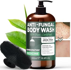 16.9 oz Tea Tree Antifungal Antibacterial Soap & Body Wash | Ringworm, Back Acne, Athlete's Foot, Tinea Versicolor, Nail Fungus, Eczema & Jock Itch Treatment | + Free Silicon Body Scrubber