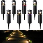 LEONLITE 8-Pack RGB Low Voltage Pathway Lights, Unique Light Pattern, Color Changing, Landscape Path Lights Outdoor, Aluminum, IP65, 3000K Warm White, 5W 12V AC/DC Path Lighting for Driveway