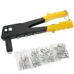 ZENO Heavy Duty Rivet Gun | Pop Rivet Gun Set | Manual Riveting Tool with 60PCS Rivets and 4 Interchangeable Heads for Metal, Wooden and Plastic