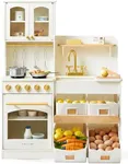Tiny Land Play Kitchen for Kids, Wooden Play Kitchen with Toy Storage System, Toy Kitchen Set with Plenty of Play Features, Kids Play Kitchen Designed, Gift for Ages 3+