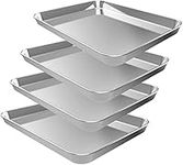 4PCS Baking Sheets, CEKEE Stainless Steel Nonstick Bakeware Set Cookie Pan Toaster Oven Tray for Housewarming, Wedding, Chefs Bakers Kitchen Gift(10 Inch)