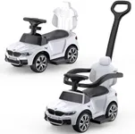 Hetoy Push Cars for Toddlers 1-3 Boys Girls，4-in-1 Ride On Cars Licensed BMW with Horn, Music, Led Lights and Controllable Push Handle (White)