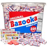 Bazooka Bubble Gum Valentine's Day 225 Count Individually Wrapped Pink Chewing Gum in Original Flavor - Bulk Bubble Gum Tub - Fun Old Fashioned Candy for Candy Valentines & Valentine's Day Gifts