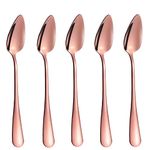 5 PCS Grapefruit Spoons, Stainless Steel Grapefruit Spoon Utensil Set, Serrated Edge & Thick Gauge Handle, Rose Gold Kitchen Tool with Non-Stick Plating for Kiwi, Dessert, Apple, Citrus Fruit