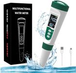 5-in-1 Water Quality Tester for PH/TDS/EC/Salt/Temperature, with USB-Rechargeable & Speech Function, IP67 Digital pH Meter with Auto Calibration and VA for Hydroponics, Garden, Pool, Aquarium