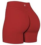 TomTiger Yoga Shorts for Women Tummy Control High Waist Biker Shorts Exercise Workout Butt Lifting Tights Women's Short Pants (Pepper Red, S)