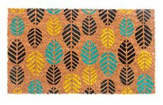 Onlymat Natural Coir Leaf Printed Rectangular Doormat (Multicolor) Long-Lasting, Anti-Slip, Heavy Duty Thick Entryway Rug With Pvc Backing For Indoor & Covered Door Entrances (35 X 60Cm)