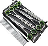 7.0 inches Professional Dog Grooming Scissors Set Straight & thinning & Curved & chunkers & comb 5pcs in 1 Set for left-handed & right handed