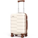 Vipbox Carry On Luggage 20 Inch Hardside (3-Years VIP Service) Small Ultra Lightweight 100% Polycarbonate Durable Travel Suitcase with TSA Lock Spinner Wheels, Elegant White